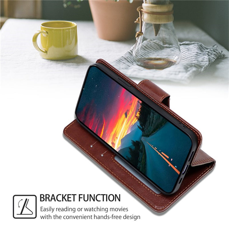 Phone Wallet Cover for OnePlus 12 5G Leather Case with Viewing Stand - Brown Phone Wallet Cover for OnePlus 12 5G Leather Case with Viewing Stand - Brown